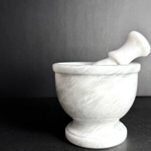 Vintage 1960's White Italian Marble Mortar & Pestle-Very Good